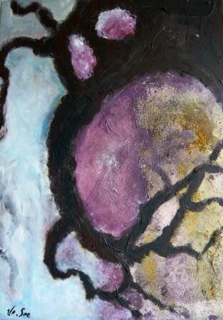Peinture intitulée "Cerisier (2) 3 toil…" par Velec, Œuvre d'art originale