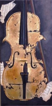Peinture intitulée "violon" par Velec, Œuvre d'art originale