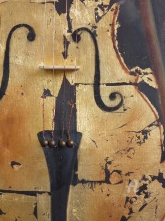 Peinture intitulée "violon détail" par Velec, Œuvre d'art originale