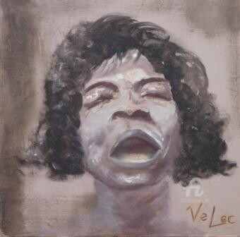 Peinture intitulée "chanteuse" par Velec, Œuvre d'art originale