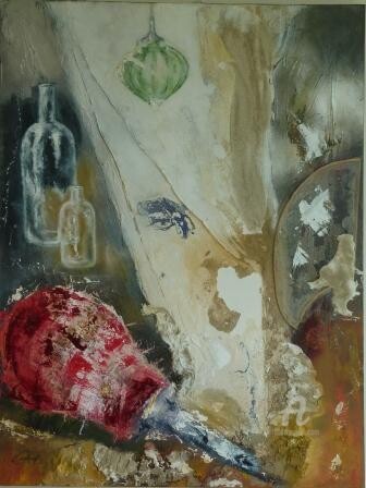 Peinture intitulée "verrerie 2" par Velec, Œuvre d'art originale, Huile