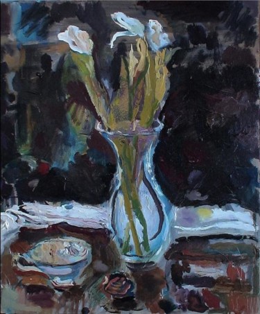 Painting titled "Flowers" by Velemir Pankratov, Original Artwork, Oil