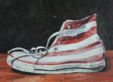 Painting titled "Shoes USA" by Vella, Original Artwork, Oil