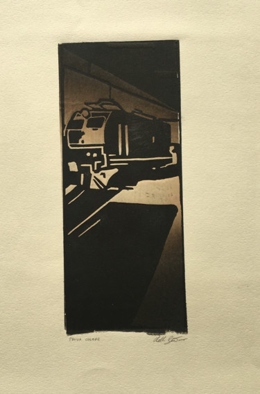 Printmaking titled "Train 2" by Vella, Original Artwork, Linocuts