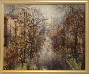Картина под названием "Lights in the fog" - Evgeny And Oksana Osipov, Подлинное произведение искусства, Масло