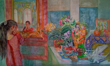 Ζωγραφική με τίτλο "Behind The Looking…" από Velta Emīlija Platupe, Αυθεντικά έργα τέχνης, Ακουαρέλα