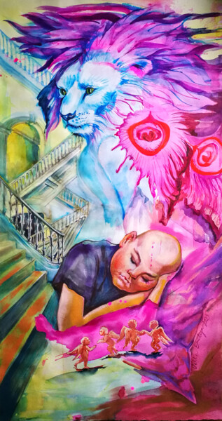 Ζωγραφική με τίτλο "Don't Wake Up A Sle…" από Velta Emīlija Platupe, Αυθεντικά έργα τέχνης, Ακουαρέλα
