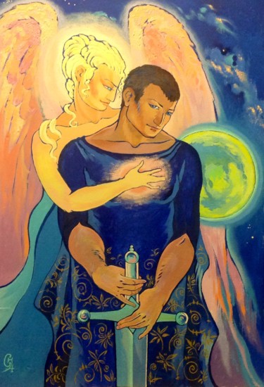 Schilderij getiteld "Воин Мира" door Venera Mars, Origineel Kunstwerk, Olie