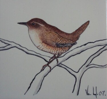 Pintura intitulada "Wren" por Venessa Lagrand, Obras de arte originais, Óleo