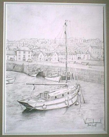 Disegno intitolato "Porthleven Harbour…" da Venessa Lagrand, Opera d'arte originale