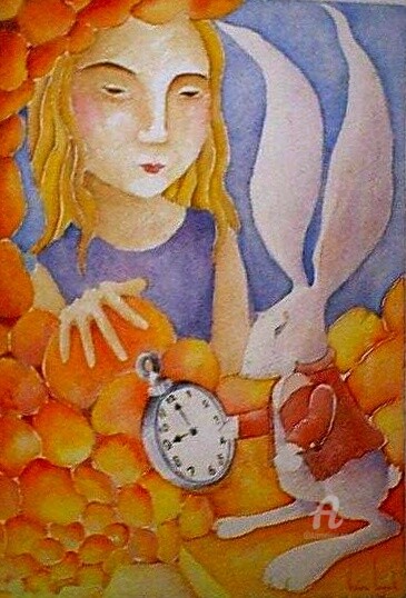 Peinture intitulée "Alice in Wonderland…" par Venessa Lagrand, Œuvre d'art originale, Aquarelle