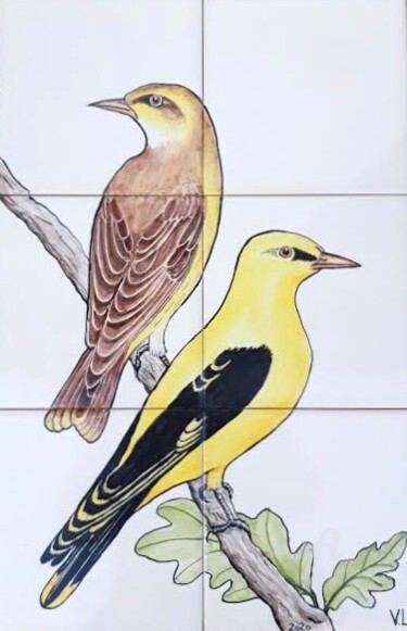 Painting titled "Golden Oriole" by Venessa Lagrand, Original Artwork, Pigments