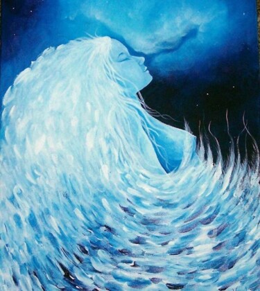 Картина под названием "Blue Goddess" - Venessa Lagrand, Подлинное произведение искусства, Акрил