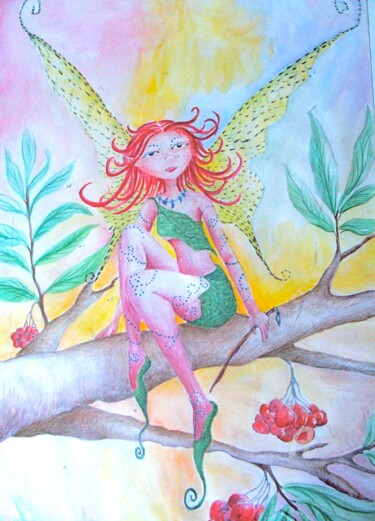 Painting titled "Rowan Feary" by Venessa Lagrand, Original Artwork, Watercolor