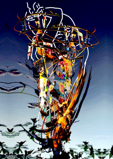 Arts numériques intitulée "Le piège des abysses" par Robert Venezia, Œuvre d'art originale, Travail numérique 2D Monté sur A…