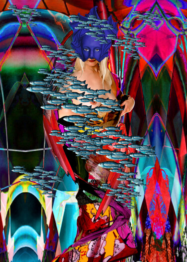 Digital Arts titled "La reine Morgan" by Robert Venezia, Original Artwork, 2D Digital Work Mounted on Other rigid panel