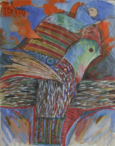 Painting titled "Bird / 70x90, tempe…" by Georgi Veniaminov, Original Artwork, Tempera