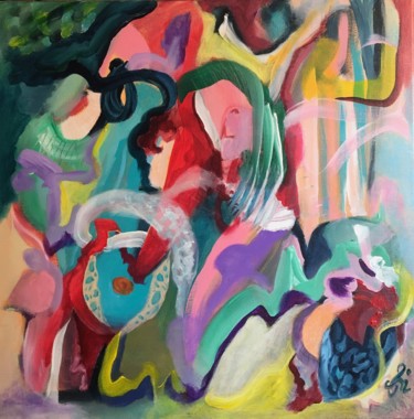 Schilderij getiteld "L'intuition féminine" door Vénie, Origineel Kunstwerk, Acryl