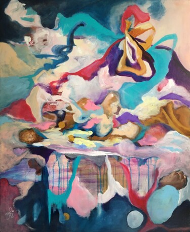 Malerei mit dem Titel "Entre ciel et mer" von Vénie, Original-Kunstwerk, Acryl