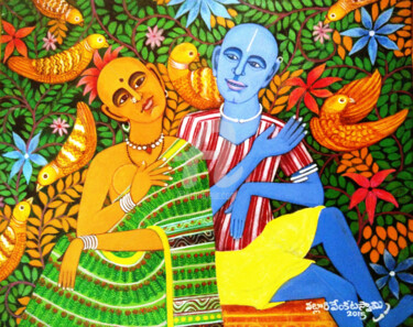 Peinture intitulée "family-discussion-2…" par Venkata Swamy Valluri, Œuvre d'art originale, Acrylique