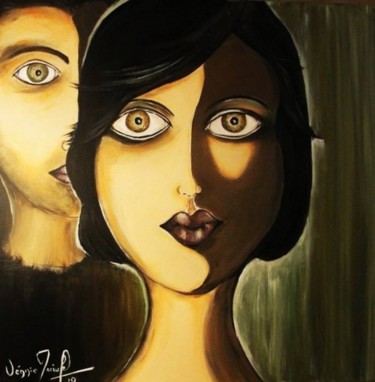 Painting titled "entre homme et femme" by Venniev, Original Artwork, Acrylic