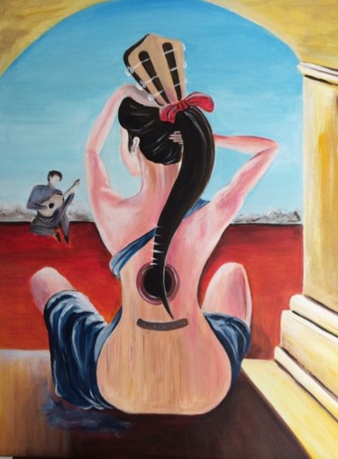 Painting titled "guitare" by Venniev, Original Artwork, Acrylic