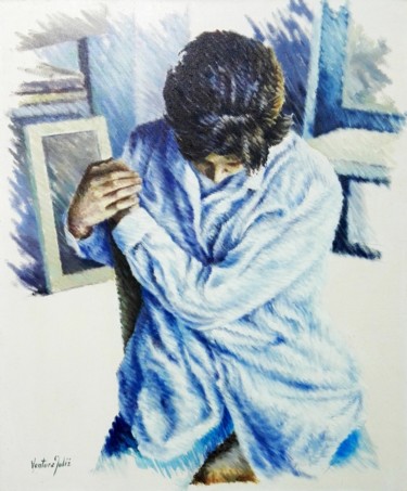 Peinture intitulée "Modelo en el estudi…" par Ventura Julià, Œuvre d'art originale, Huile