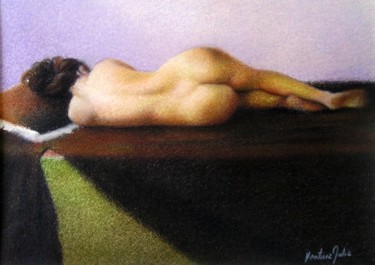 Pintura intitulada "Modelo de espalda" por Ventura Julià, Obras de arte originais, Pastel