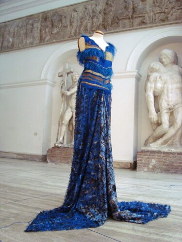 Textile Art titled "Robe tissée Astre" by Vera Bianca, Original Artwork, Fabric