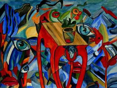 Malerei mit dem Titel "Hungry Eyes" von Vera Boldt, Original-Kunstwerk, Aquarell