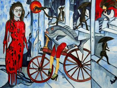 Pittura intitolato "Eine Frau ohne Mann…" da Vera Boldt, Opera d'arte originale, Acquarello