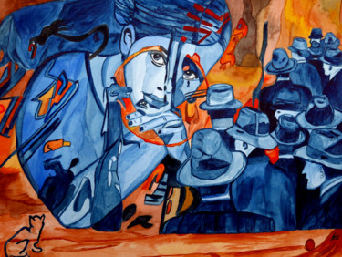 Malerei mit dem Titel "Love parade" von Vera Boldt, Original-Kunstwerk, Aquarell