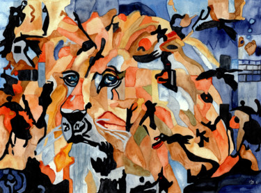 "The Lion II" başlıklı Tablo Vera Boldt tarafından, Orijinal sanat, Suluboya