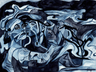 Malerei mit dem Titel "tango fatale" von Vera Boldt, Original-Kunstwerk, Aquarell