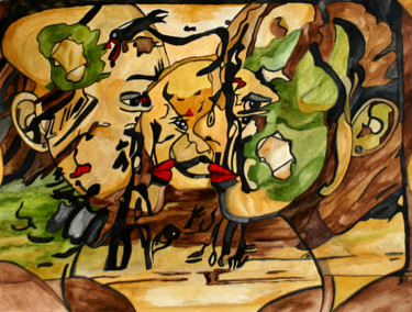 Malerei mit dem Titel "schau-mir-in-die-au…" von Vera Boldt, Original-Kunstwerk, Aquarell