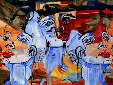 Schilderij getiteld "Between the sisters" door Vera Boldt, Origineel Kunstwerk, Aquarel