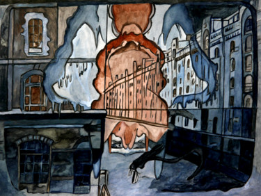 Peinture intitulée "Speicherstadt" par Vera Boldt, Œuvre d'art originale, Aquarelle