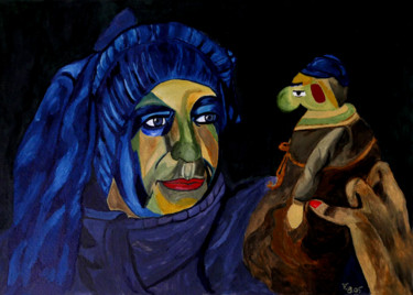 Painting titled "Der Puppenspieler" by Vera Boldt, Original Artwork, Watercolor