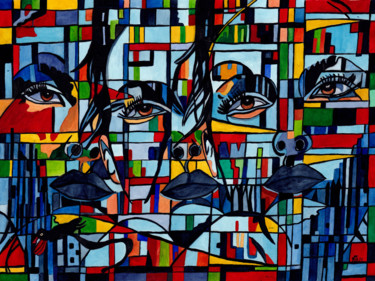 2 Gedanken-3 Münder- 4 Augen-5..000 Worte Painting titled "2 Gedanken-3 Münder…" by Vera Boldt, Original Art, Watercolor