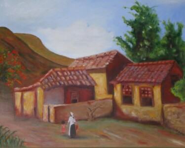 Peinture intitulée "Levando a merenda n…" par Vera Borges, Œuvre d'art originale, Huile Monté sur Châssis en bois