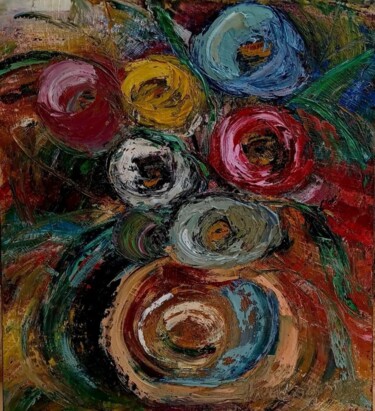 Картина под названием "Vaso ao acaso" - Vera Borges, Подлинное произведение искусства, Масло Установлен на Деревянная рама д…