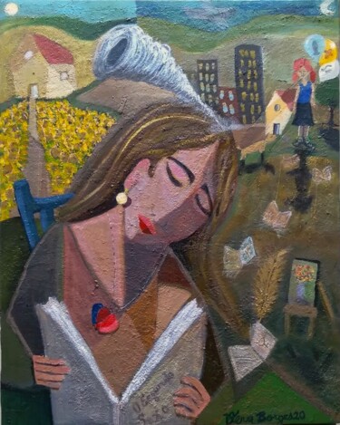 Painting titled "Amor fati" by Vera Borges, Original Artwork, Acrylic Mounted on Wood Stretcher frame