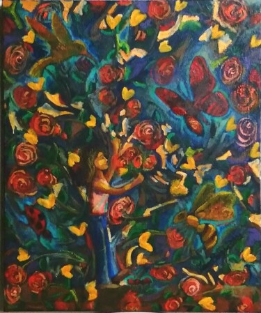 Painting titled "Imanência" by Vera Borges, Original Artwork, Acrylic Mounted on Wood Stretcher frame