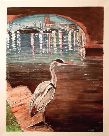 Malerei mit dem Titel "Frankfurt bird" von Vera Filatova, Original-Kunstwerk, Acryl