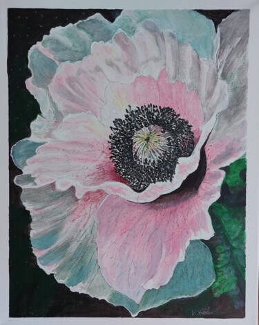 Картина под названием "Pink poppy" - Vera Filatova, Подлинное произведение искусства, Акрил Установлен на Деревянная рама дл…