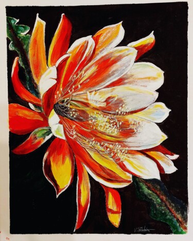 Pittura intitolato "Cactus flower" da Vera Filatova, Opera d'arte originale, Acrilico
