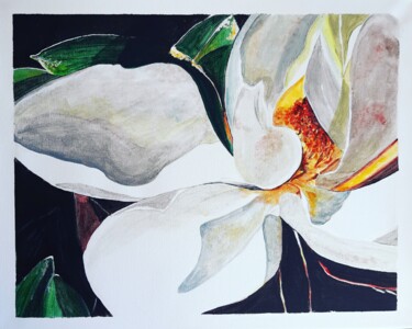 Schilderij getiteld "White flower" door Vera Filatova, Origineel Kunstwerk, Acryl