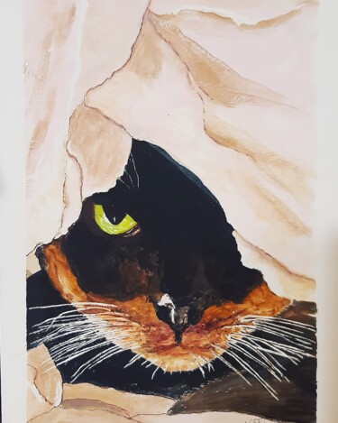Painting titled "Puma cat" by Vera Filatova, Original Artwork, Watercolor