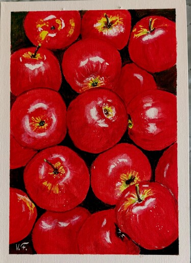 Peinture intitulée "Красные яблоки" par Vera Filatova, Œuvre d'art originale, Acrylique