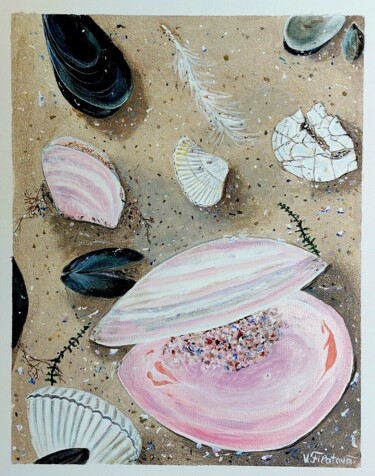 Peinture intitulée "Розовая ракушка" par Vera Filatova, Œuvre d'art originale, Acrylique